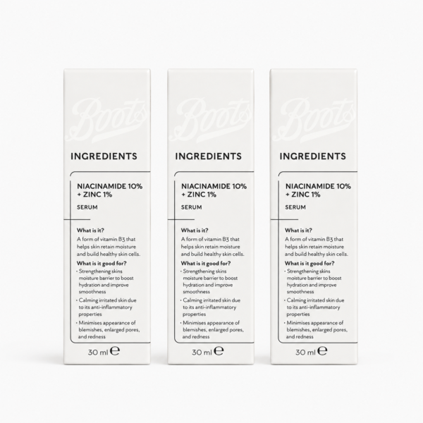 Boots Niacinamide 10% + Zinc 1% Serum – Brightening & Oil Control Serum (30ml)